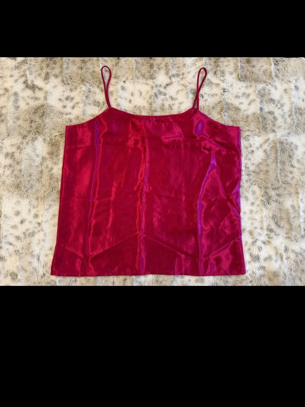 Vintage 80s Marie Michaels Magenta Satin Cami Tank Top Medium